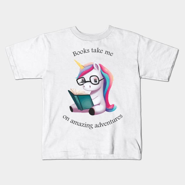 Unicorn Reader Kids T-Shirt by Ara-Mora